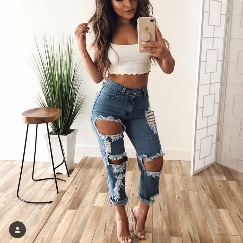 Boyfriend Ripped jeans ootdfash mystique boutique